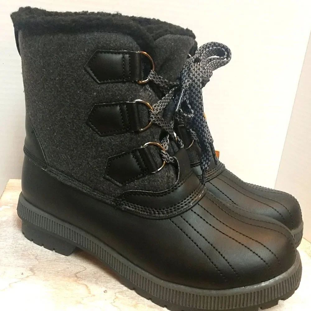 👍 Sporto Black Duck Boots Size 7. A11